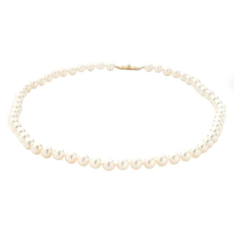 Mikimoto Diamond Yellow Gold Flower Pendant and Pearl Collar Necklace ...
