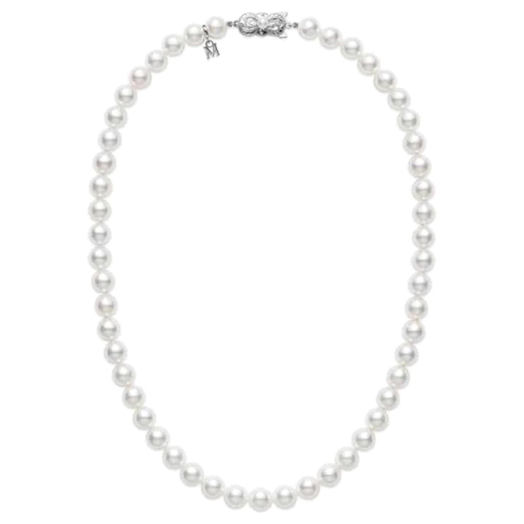 Collar de perlas Akoya Mikimoto de oro blanco de 18 quilates de 8,5 mm X 8 mm U85116W en venta