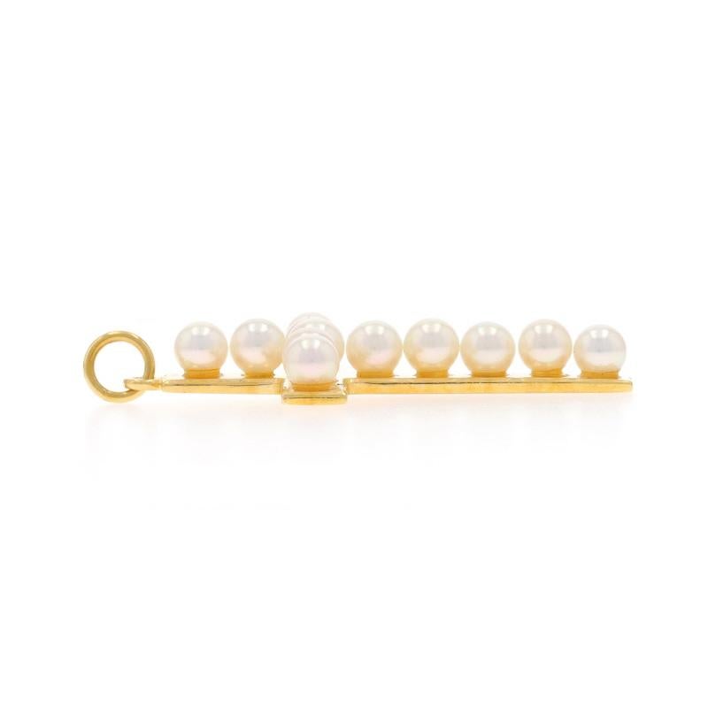 Bead Mikimoto Akoya Pearls Christian Cross Pendant Yellow Gold 18k Religious Symbol For Sale