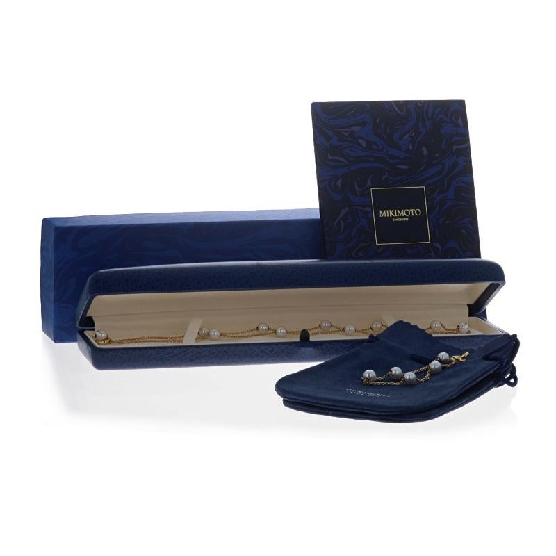 Mikimoto Akoya Pearls Station Necklace & Bracelet Set Yellow Gold 18k For Sale 5