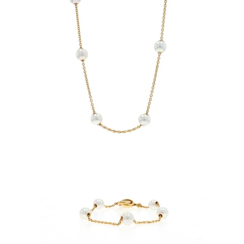 Retail Price: $6900

Brand: Mikimoto

Metal Content: 18k Yellow Gold

Stone Information

Cultured Akoya Pearls
Center Stone's Size: 7.5mm
Stone Note: Necklace

Akoya Pearls
Size: 7mm
Stone Note: Bracelet

Chain Style: Cable
Bracelet & Necklace