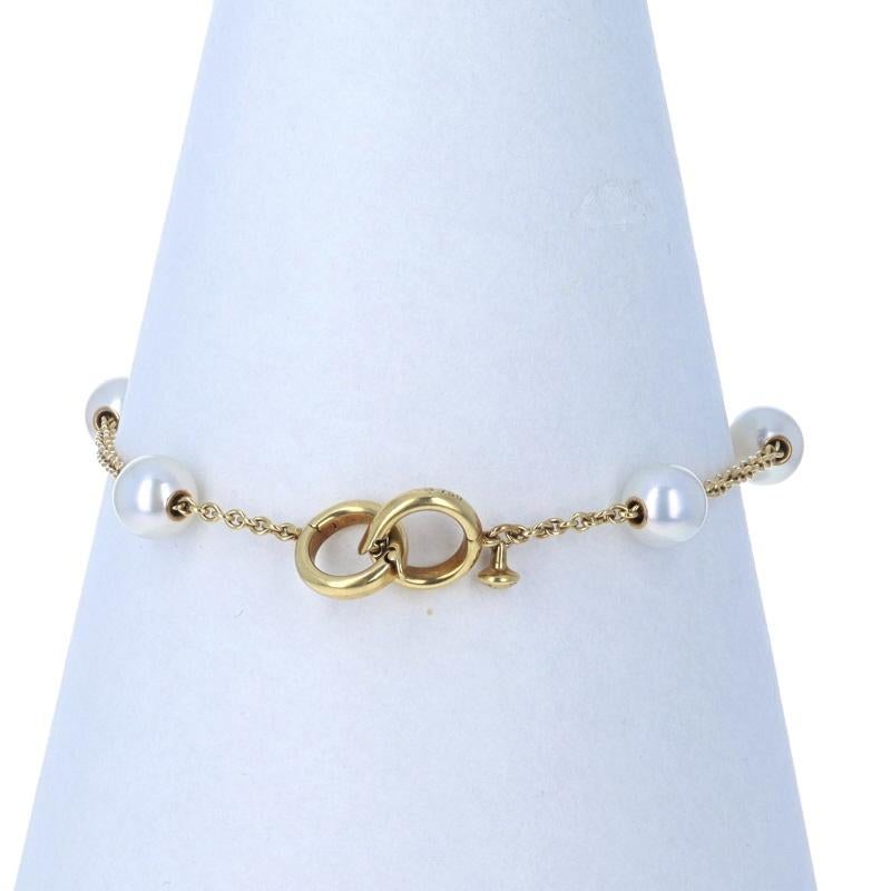 Mikimoto Akoya Pearls Station Necklace & Bracelet Set Yellow Gold 18k For Sale 1