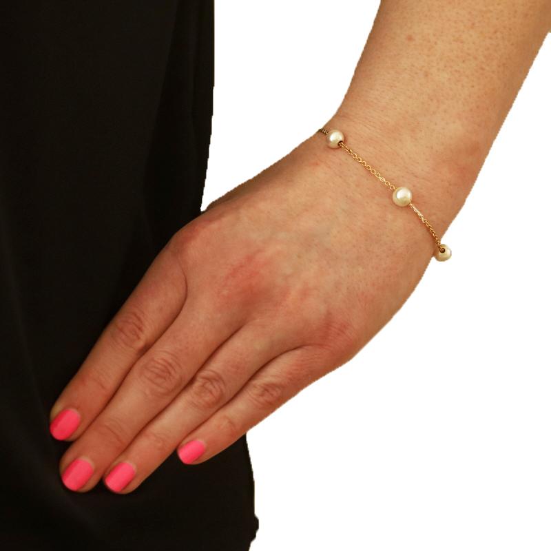 Mikimoto Akoya Pearls Station Necklace & Bracelet Set Yellow Gold 18k For Sale 2