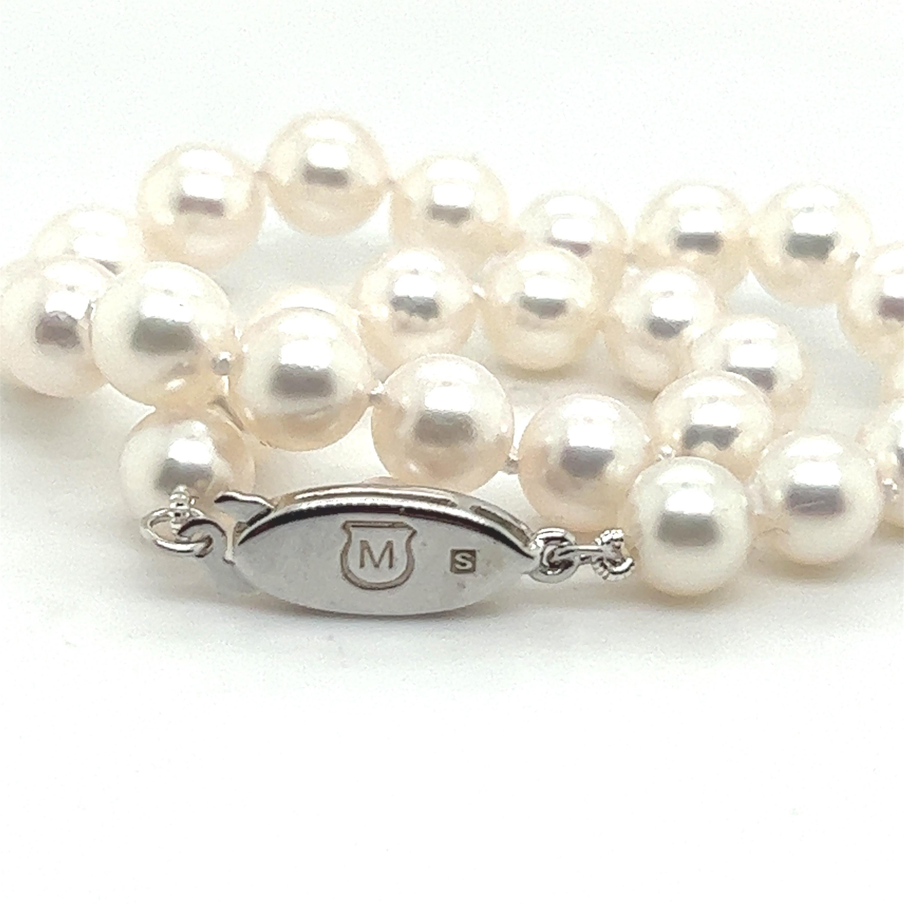 Mikimoto Authentic Estate Akoya Perlenarmband Silber Schließe Damen