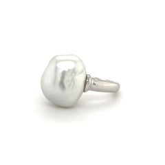 Mikimoto Baroque Pearl Tension Set 18k White Gold Ring