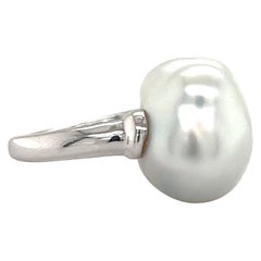 Mikimoto Baroque Pearl Tension Set 18k White Gold Ring