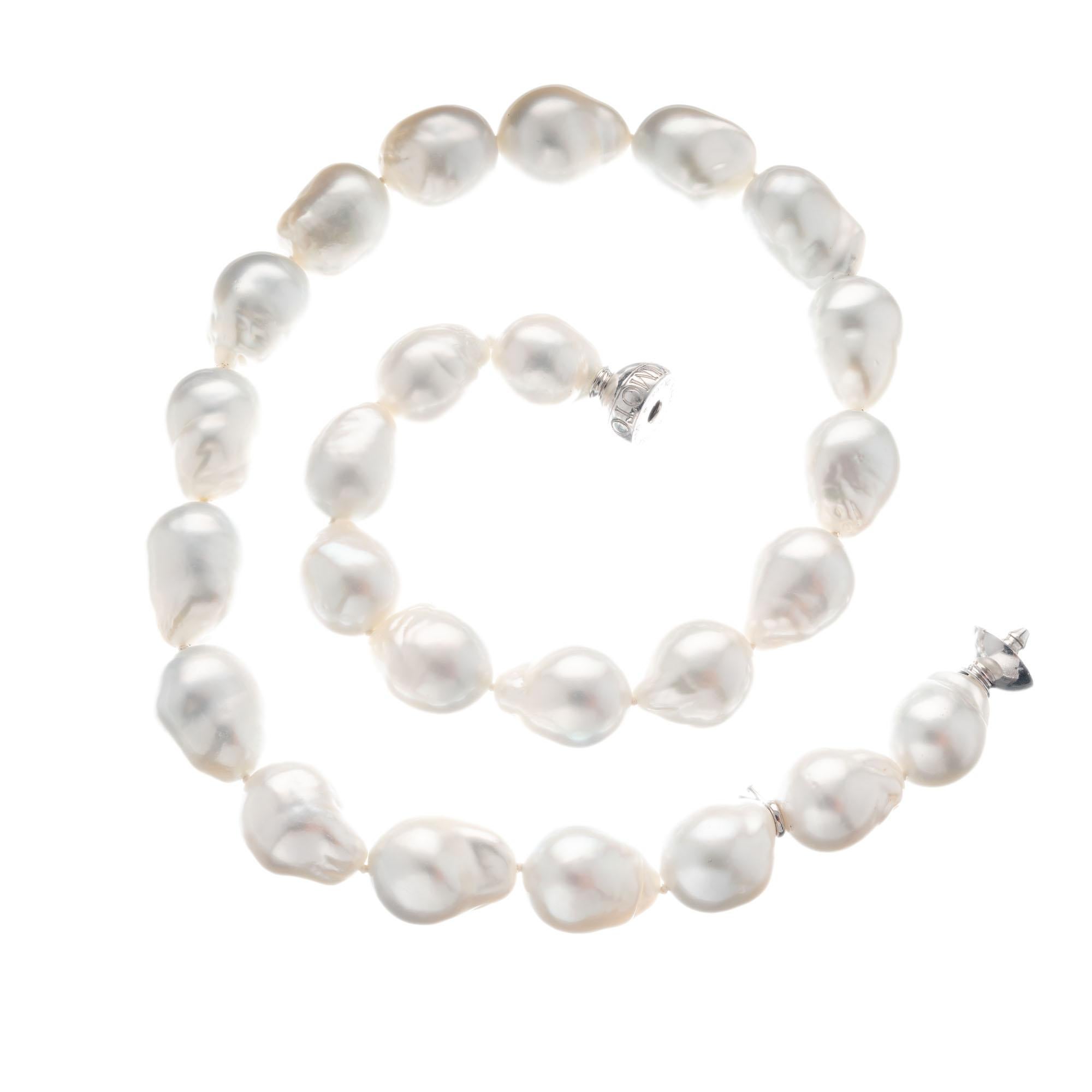 Mikimoto Baroque South Sea Pearl Gold Necklace In Excellent Condition For Sale In Stamford, CT