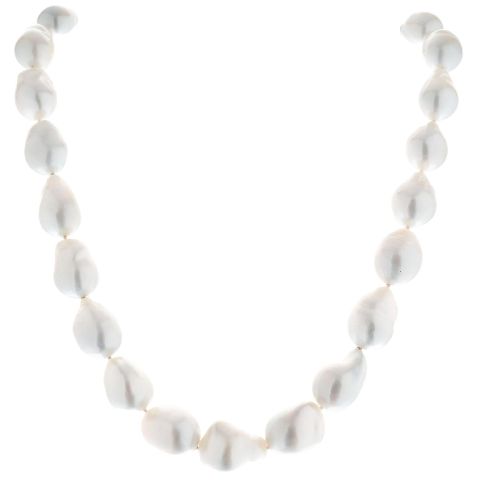 Mikimoto Baroque South Sea Pearl Gold Necklace For Sale