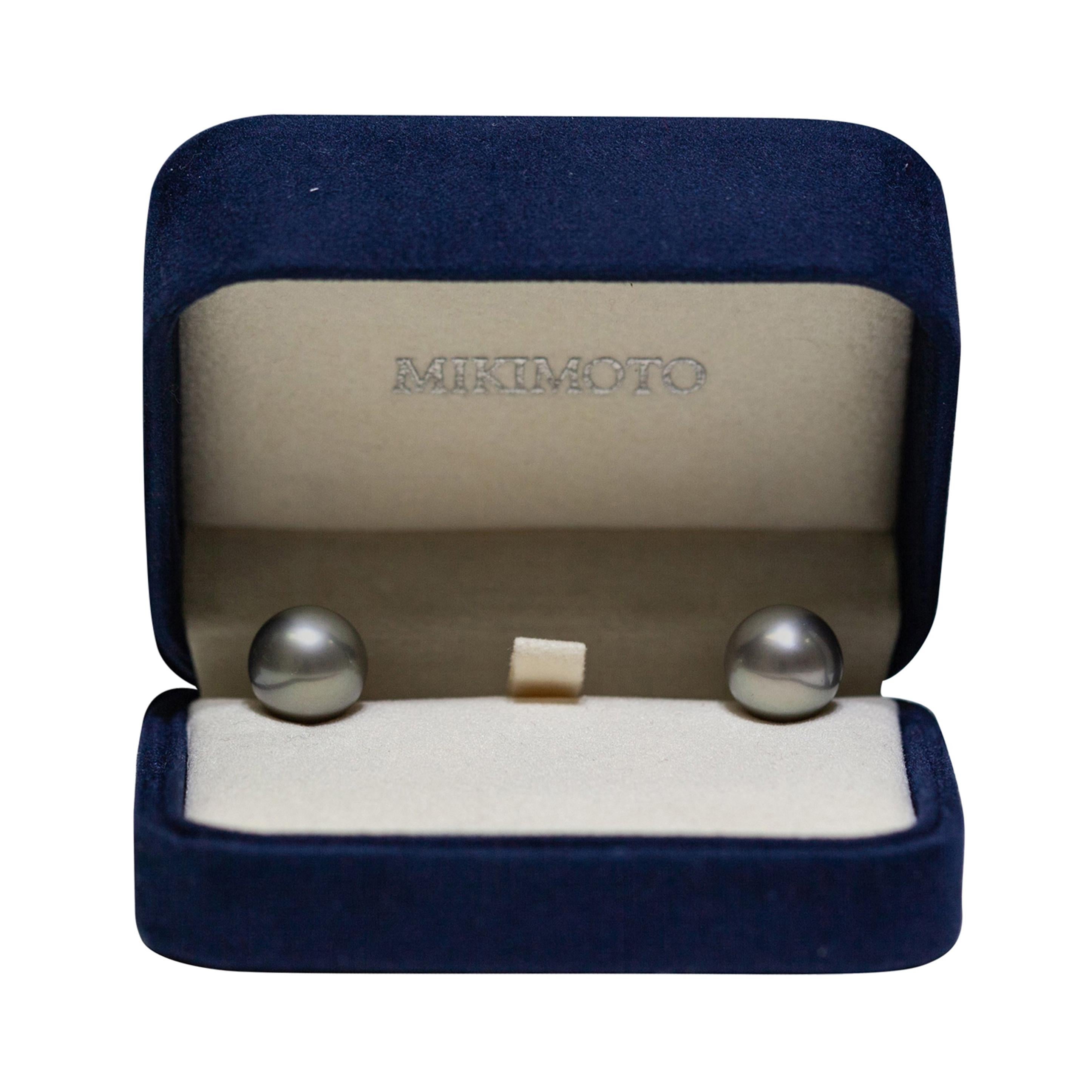 Mikimoto Boucles d'oreilles en or jaune 18 carats avec perles noires des mers du Sud