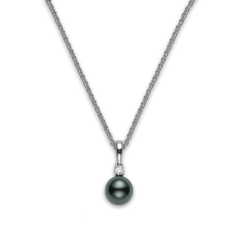 Mikimoto Black South Sea Cultured Pearl and Diamond Necklace PPS902BDW In New Condition For Sale In Wilmington, DE