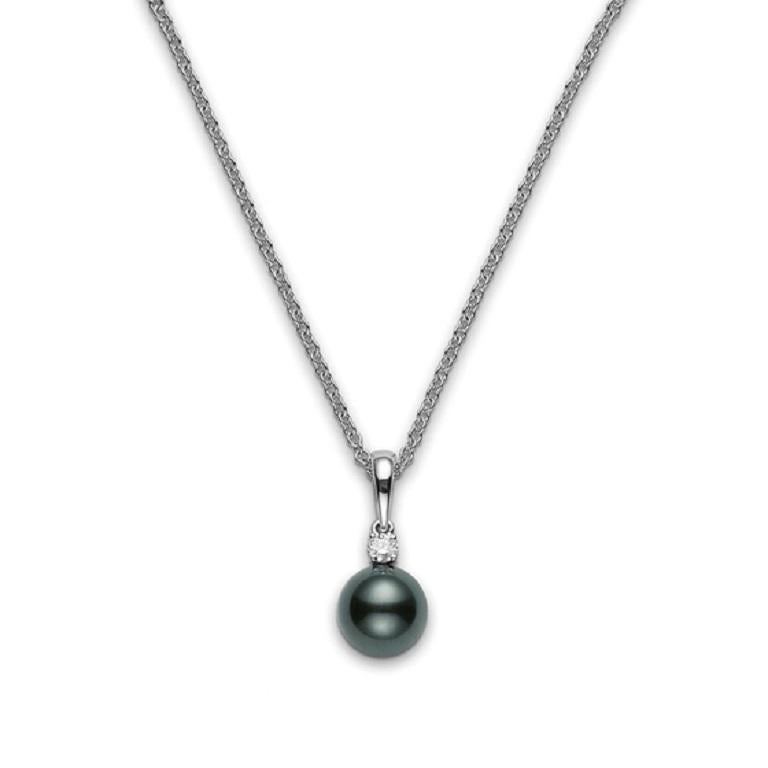 Mikimoto Black South Sea Cultured Pearl and Diamond Necklace PPS902BDW In New Condition In Wilmington, DE