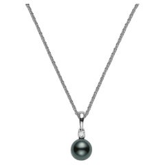 Mikimoto Black South Sea Cultured Pearl and Diamond Necklace PPS902BDW
