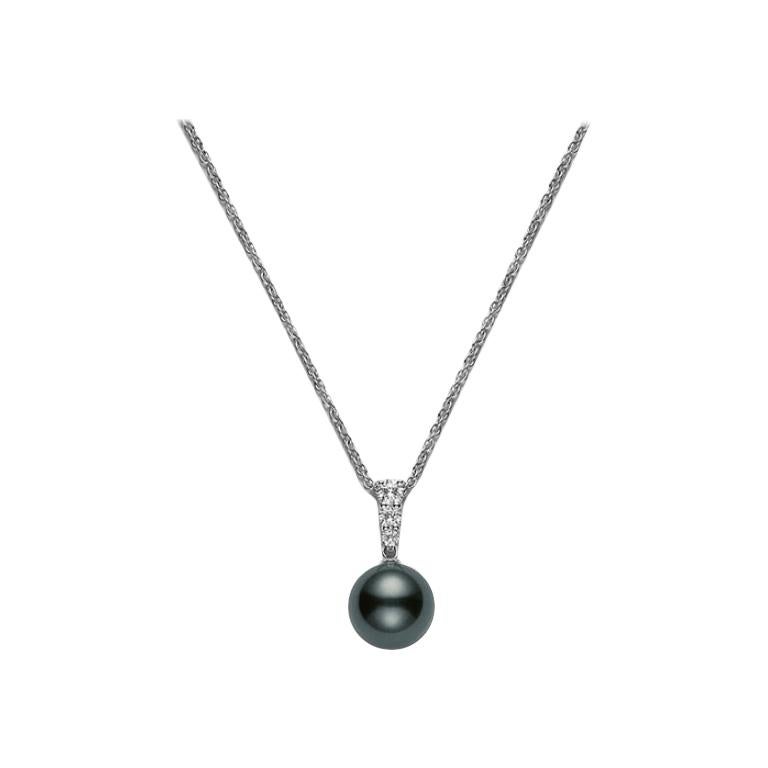 Mikimoto Black South Sea Cultured Pearl Pendant PPA404BDW For Sale