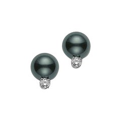 Mikimoto Black South Sea Pearl and Diamond Stud PES802BDW