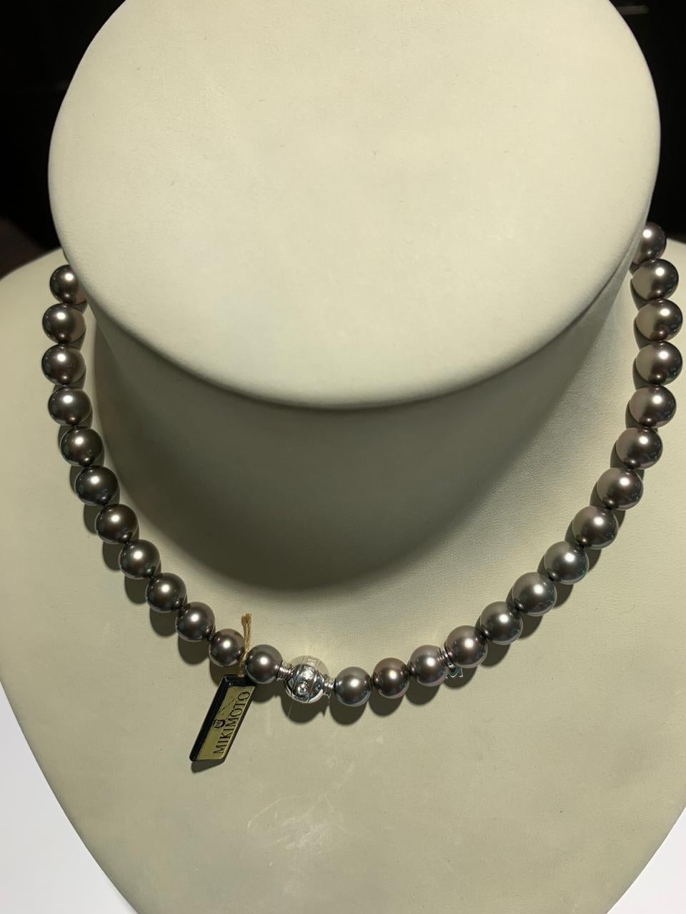 Mikimoto Black South Sea Pearl Necklace 10.9X8.3MM A+ 17 INCHES 