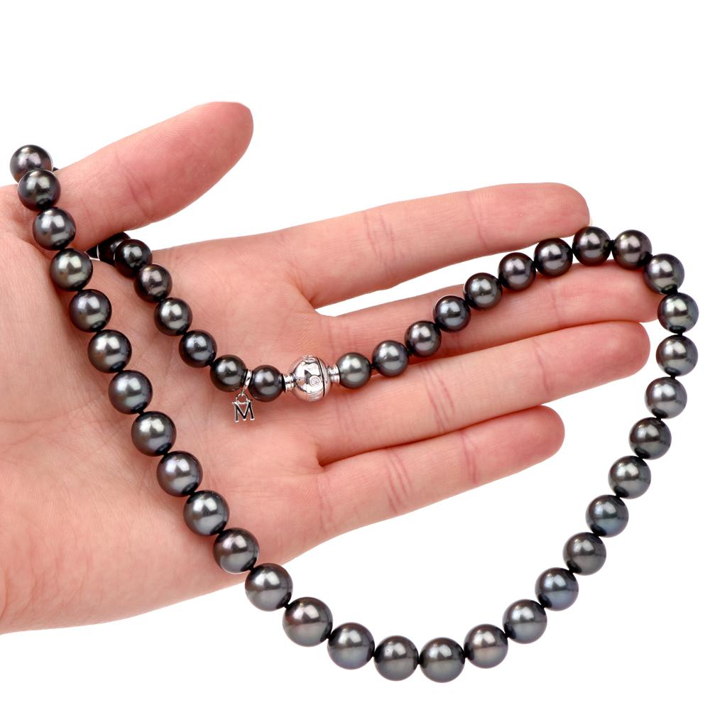 Mikimoto Collier de perles noires à brins des mers du Sud 1