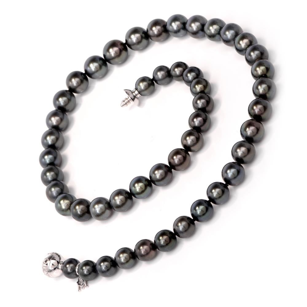 Mikimoto Schwarze Südseestrang-Perlenkette im Zustand „Hervorragend“ in Miami, FL