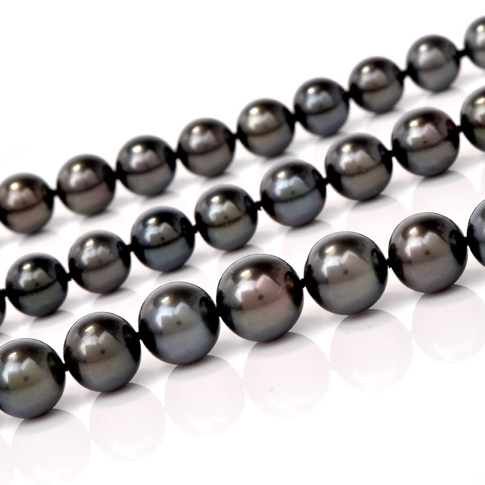 Women's Mikimoto Black South Sea Strand Pearl Necklace For Sale