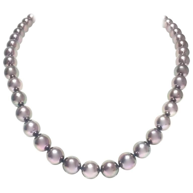 Mikimoto Black South Sea Pearl Gold Diamond Necklace at 1stDibs