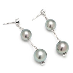 Mikimoto Black South Sea Pearls & Diamond Dangle Earrings, 18k White Gold, 2 In.