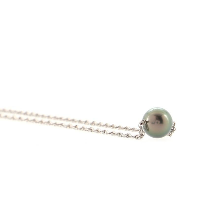 Mikimoto Black South Sea Single Cultured Pearl Pendant Necklace 18K White In Good Condition In New York, NY