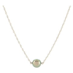 Mikimoto Black South Sea Single Cultured Pearl Pendant Necklace 18K White