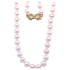 Retro Mikimoto "Blue Lagoon" Pearl Necklace with Gold Clasp
