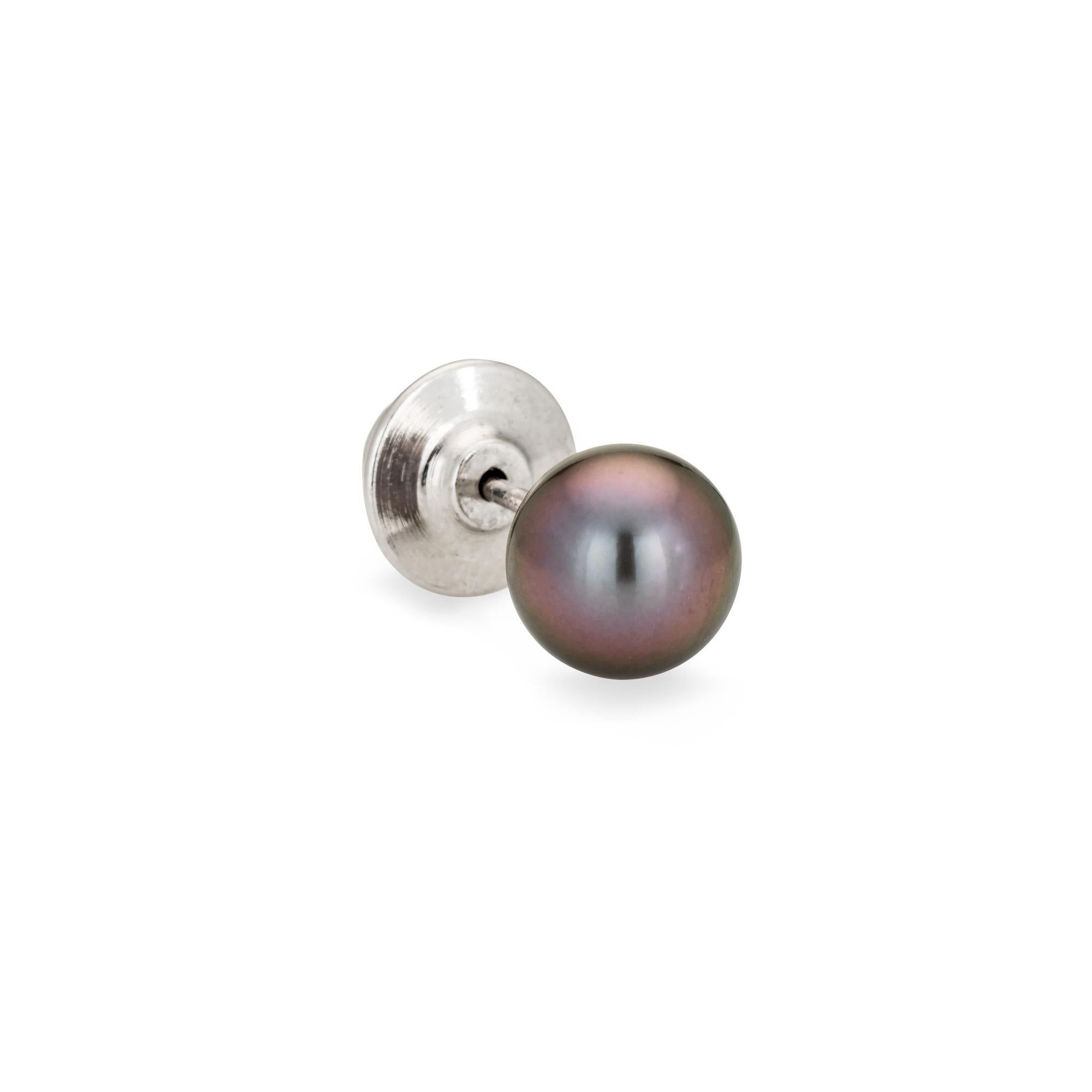 Modern Mikimoto Blue Lagoon Tie Tack 10mm Black Cultured Pearl Pin Clasp Men's Jewelry