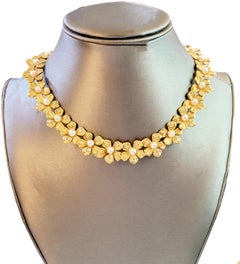 Mikimoto Boutique Heavy 18K Gold Cultured Pearl Floral Fine Diamond Necklace