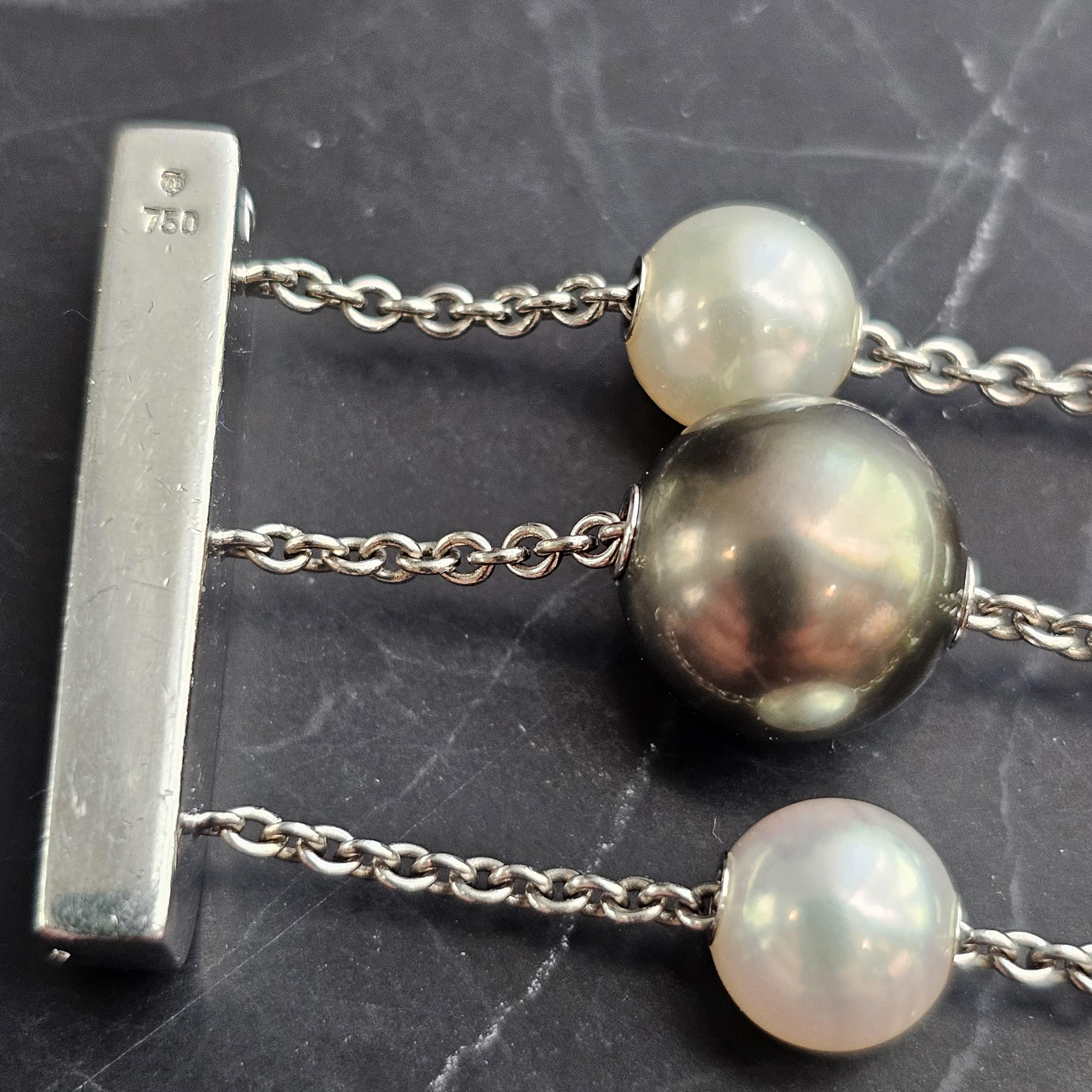 Mikimoto Bracelet 3 Triple Row Pearls in Motion 2ct Diamonds 18k White Gold In Excellent Condition In Northbrook, IL