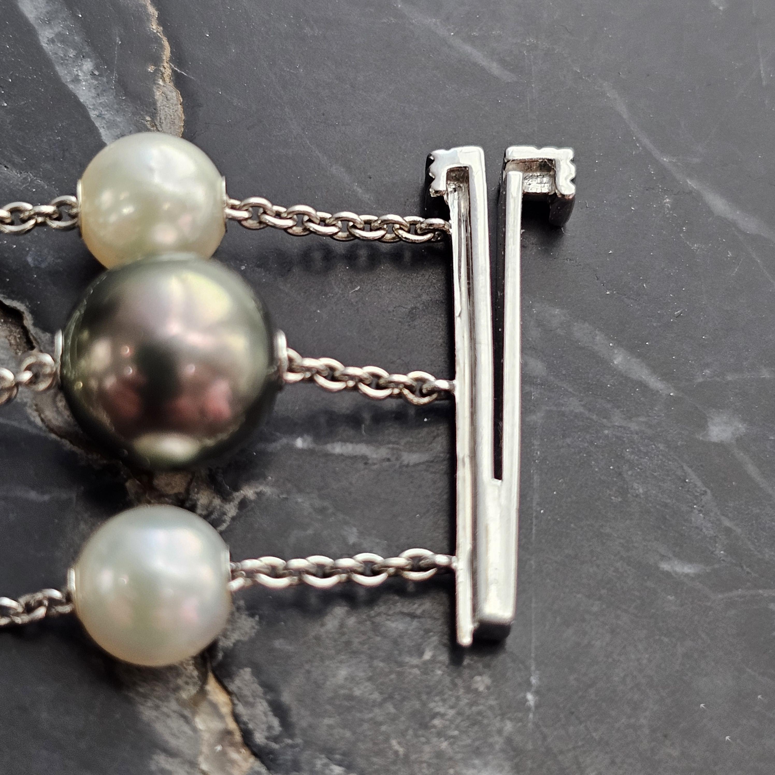 Mikimoto Bracelet 3 Triple Row Pearls in Motion 2ct Diamonds 18k White Gold 1