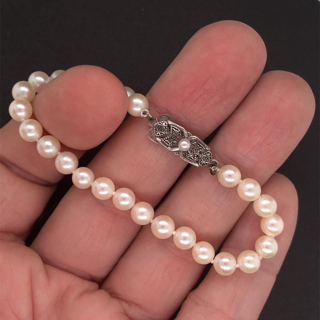 Mikimoto Bracelet Sterling Silver 8.73 GR Pearls 5