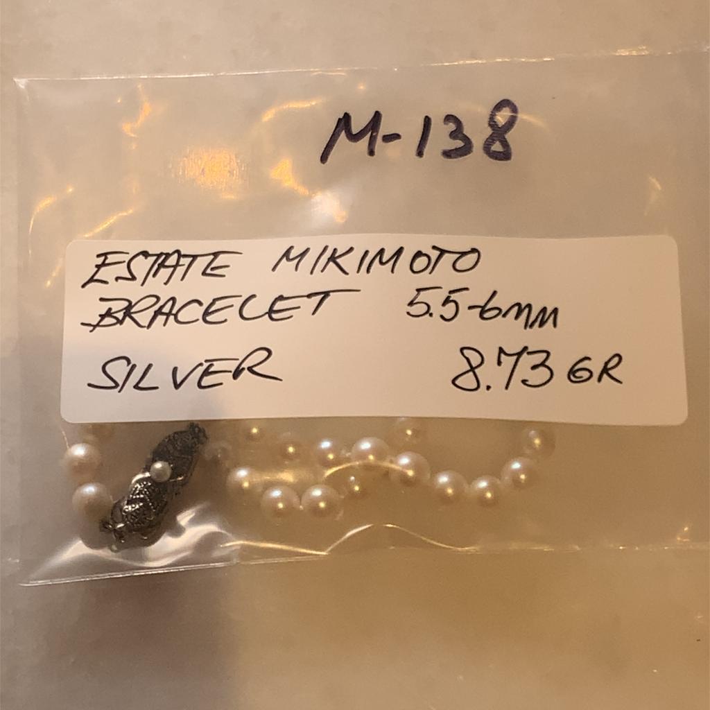 Mikimoto Bracelet Sterling Silver 8.73 GR Pearls 9