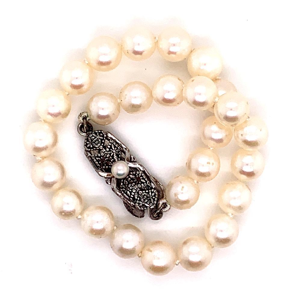 Women's Mikimoto Bracelet Sterling Silver 8.73 GR Pearls