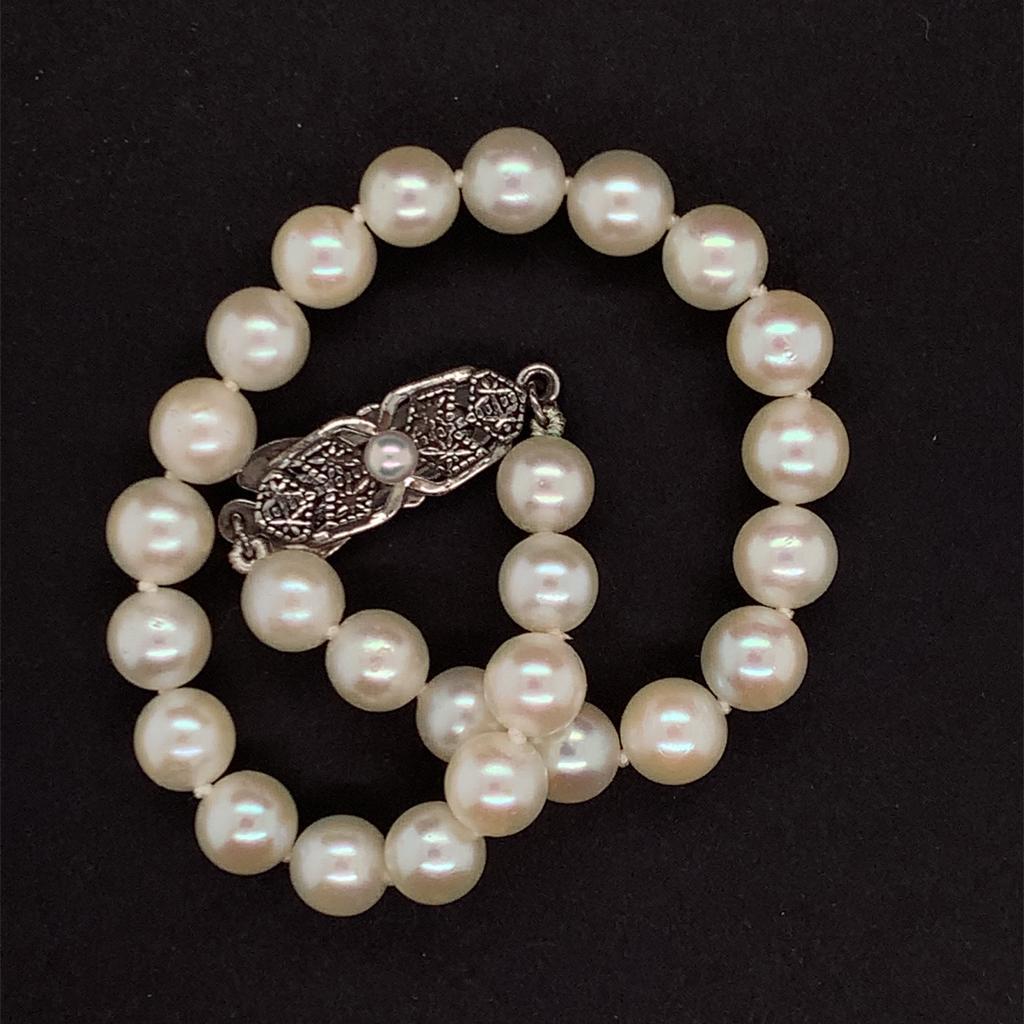 Mikimoto Bracelet Sterling Silver 8.73 GR Pearls 3