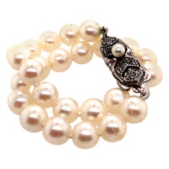 Mikimoto Bracelet Sterling Silver 8.73 GR Pearls
