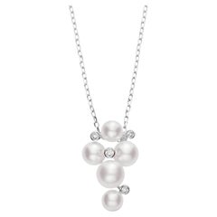 Mikimoto Bubbles Ciondolo a grappolo di perle coltivate Akoya e diamanti in oro bianco 18 carati
