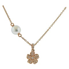 Mikimoto Kirschblüte Rose Gold Diamant Perlenkette