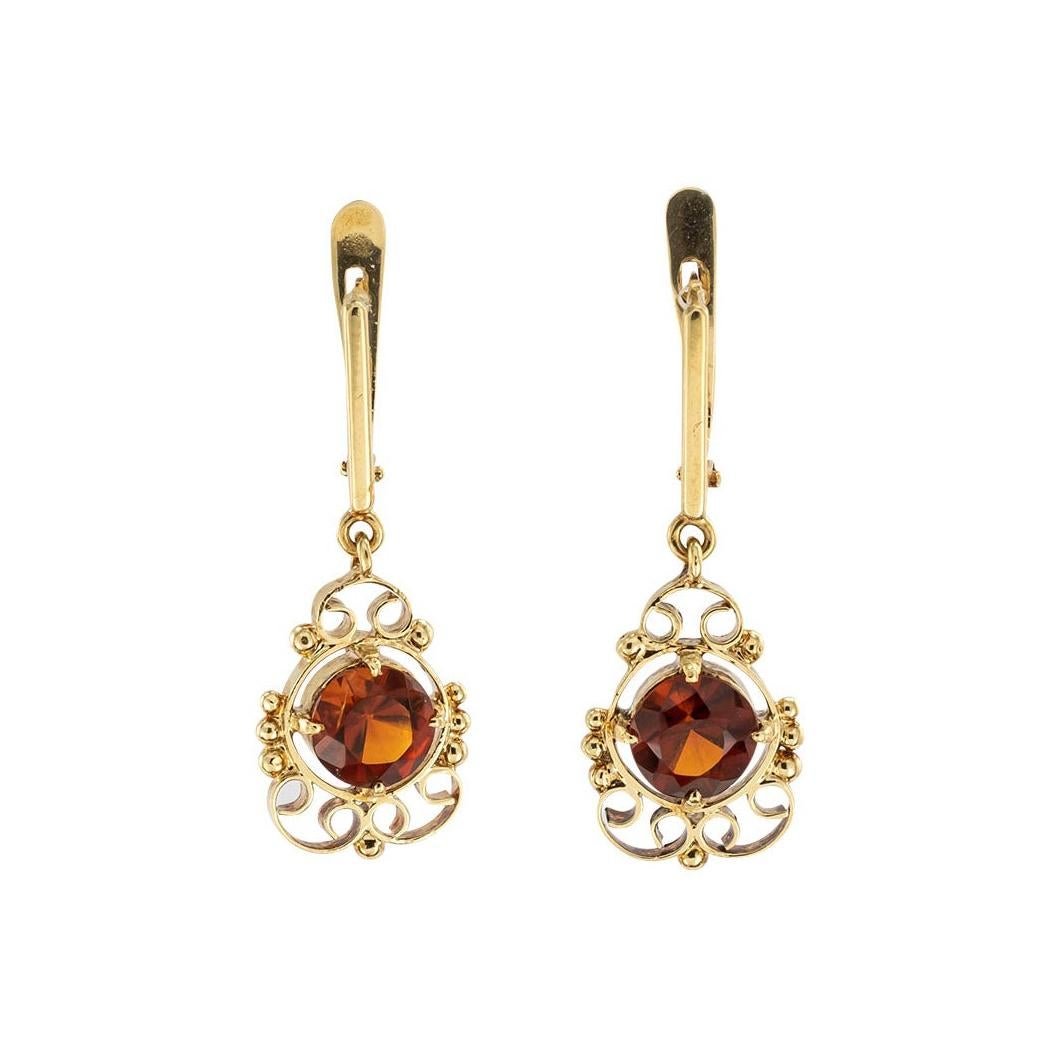 Mikimoto Citrine Yellow Gold Drop Earrings