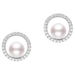 Mikimoto Classic Akoya Cultured Pearl Earring with Diamonds MEA10314ADXW