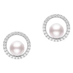 Mikimoto Orecchino classico di perle coltivate Akoya con diamanti MEA10314ADXW