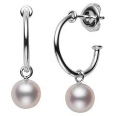 Mikimoto Classic Akoya Cultured Pearl Semi Hoop Earrings MEQ10074AXXW