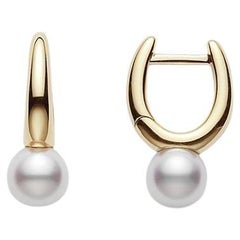 Mikimoto Klassische Akoya-Perlen-Tropfen-Ohrringe aus 18K Gelbgold 6,5 mm PEA946K
