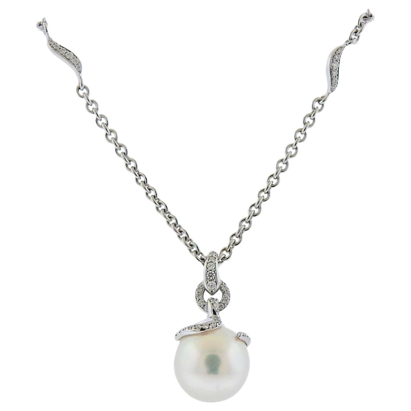 Mikimoto Classics Gold Pearl Diamond Pendant Necklace For Sale