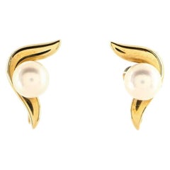 Mikimoto Clip on Earrings 18K Yellow Gold and Akoya Pearls