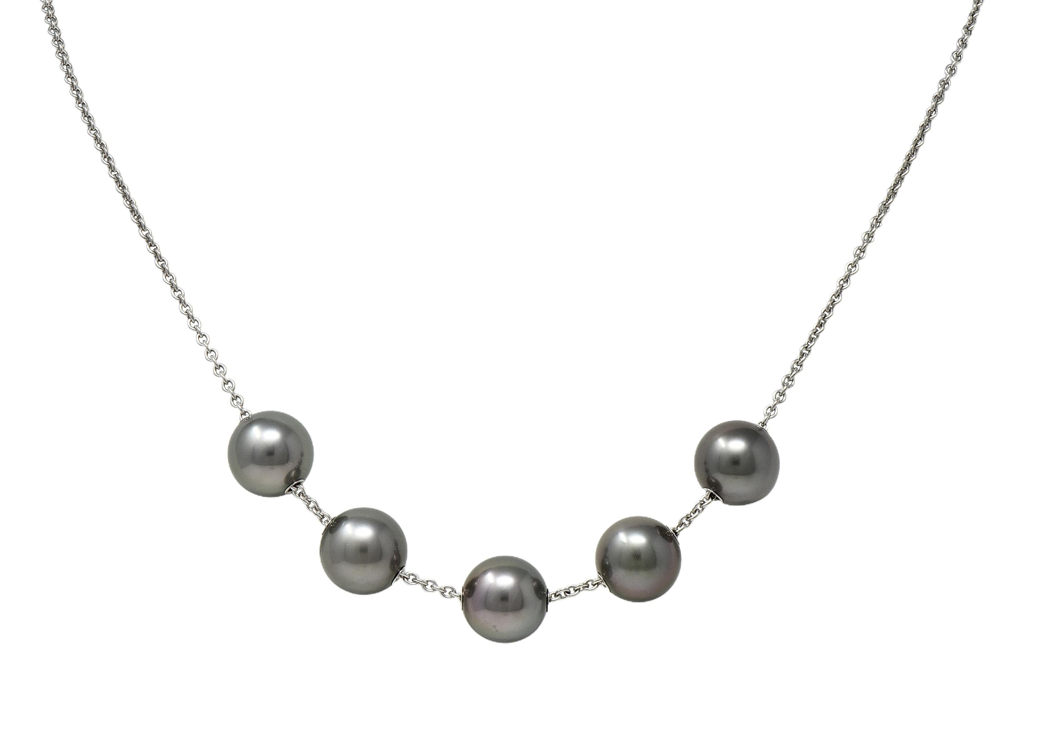 Mikimoto Contemporary Black South Sea Pearl 18K Gold Pearls In Motion Necklace For Sale 3