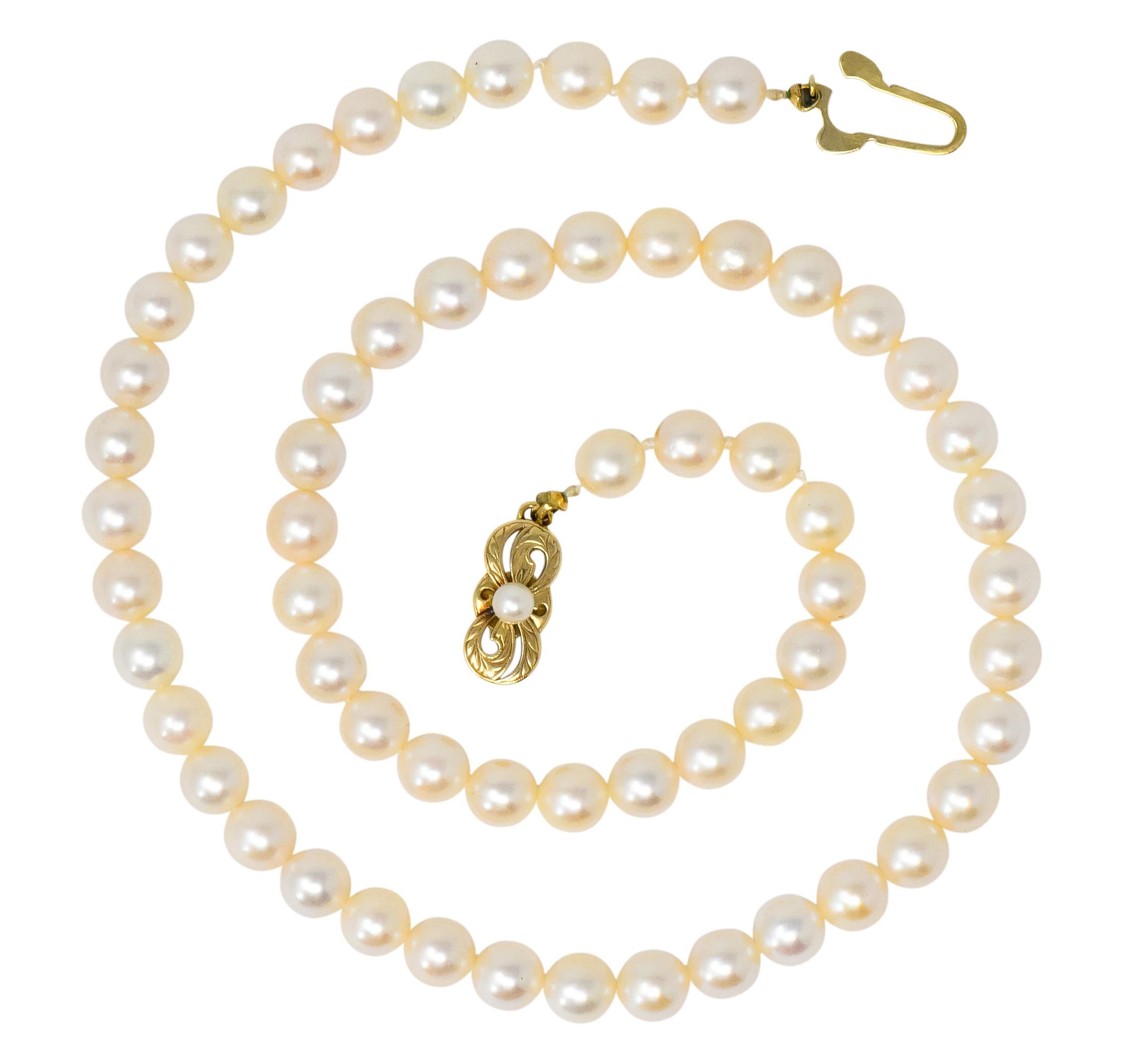 Mikimoto Contemporary Cultured Pearl 14 Karat Gold Necklace 2