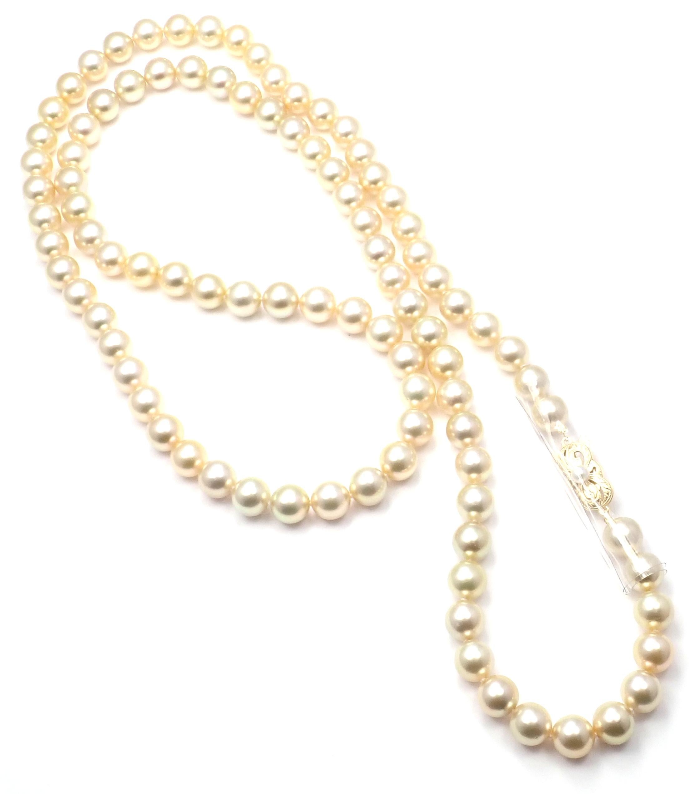 Mikimoto Cultured Akoya Golden Pearl Yellow Gold Necklace 1