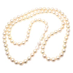 Vintage Mikimoto Cultured Akoya Golden Pearl Yellow Gold Necklace