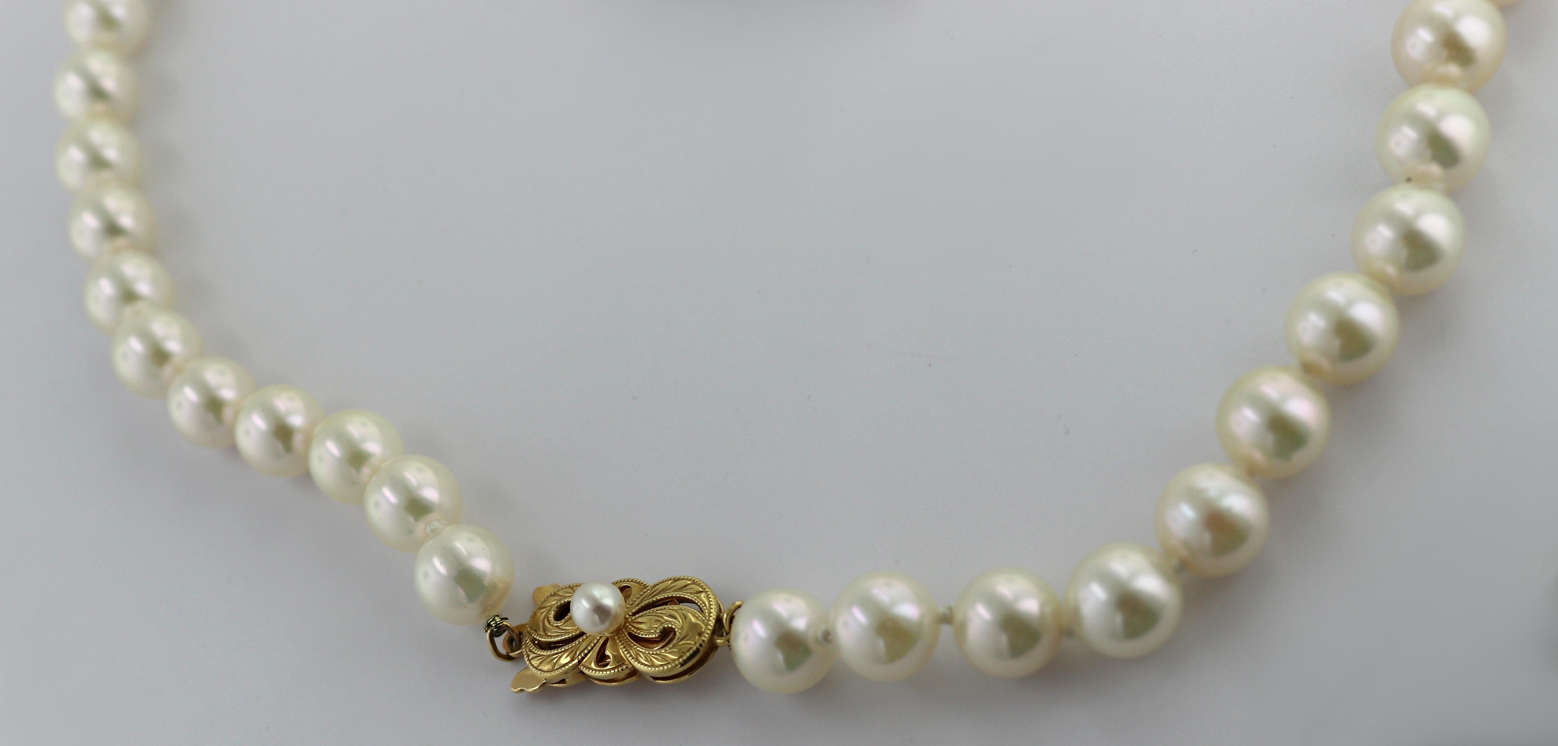 Taglio rotondo Collana Mikimoto con perle Akoya coltivate e oro giallo 18k